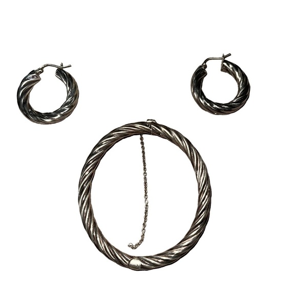 925 Sterling Silver Bracelets and Earrings Set - Picture 1 of 14